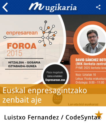 "Euskal enpresagintzako zenbait aje", Mugikariako kronika Sánchez Boteren hitzaldiaz